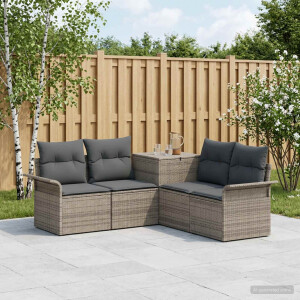 vidaXL Bankstel 5 st Grijs en Donkergrijs Poly Rattan en Staal