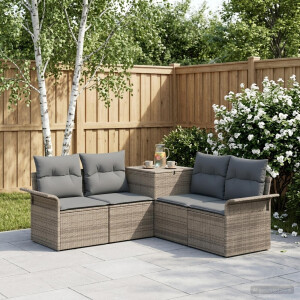 vidaXL Bankstel 5 st Grijs en Donkergrijs Poly Rattan en Staal
