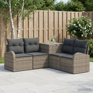 vidaXL Bankstel 5 st Grijs en Donkergrijs Poly Rattan en Staal