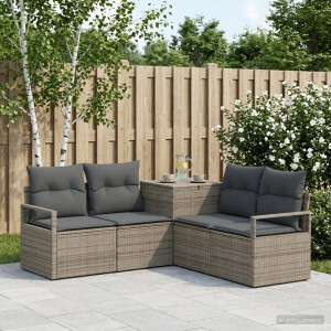 vidaXL Bankstel 5 st Grijs en Donkergrijs Poly Rattan en Staal