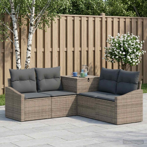 vidaXL Bankstel 5 st Grijs en Donkergrijs Poly Rattan en Staal