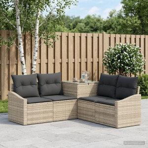 vidaXL Bankstel 5 st Licht Grijs en Donker Grijs Poly Rattan en Staal