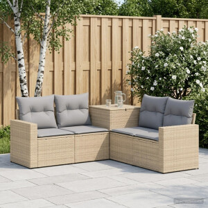 vidaXL Bankstel 5 st Beige en Licht Grijs Poly Rattan en Staal