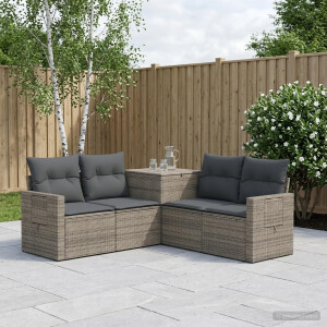 vidaXL Bankstel 5 st Grijs en Donkergrijs Poly Rattan en Staal