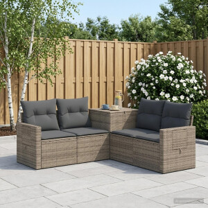 vidaXL Bankstel 5 st Grijs en Donkergrijs Poly Rattan en Staal