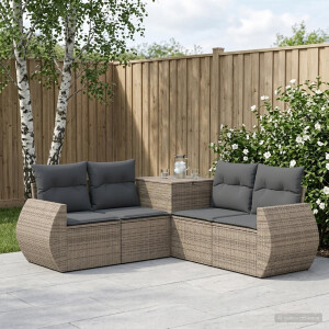 vidaXL Bankstel 5 st Grijs en Donkergrijs Poly Rattan en Staal