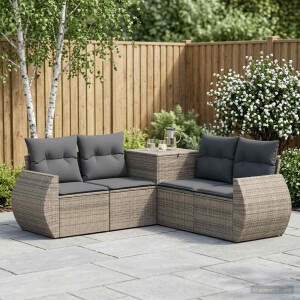 vidaXL Bankstel 5 st Grijs en Donkergrijs Poly Rattan en Staal