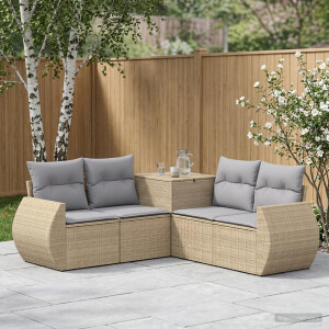 vidaXL Bankstel 5 st Beige en Licht Grijs Poly Rattan en Staal