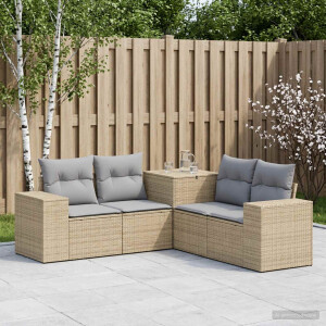 vidaXL Bankstel 5 st Beige en Licht Grijs Poly Rattan en Staal