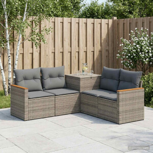 vidaXL Bankstel 5 st Grijs en Donkergrijs Poly Rattan en Staal