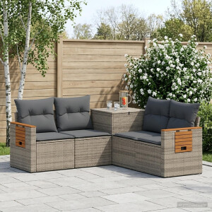 vidaXL Bankstel 5 st Grijs en Donkergrijs Poly Rattan en Staal
