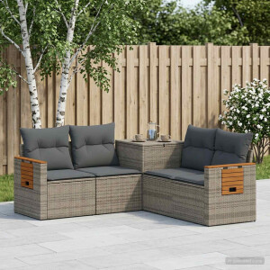 vidaXL Bankstel 5 st Grijs en Donkergrijs Poly Rattan en Staal