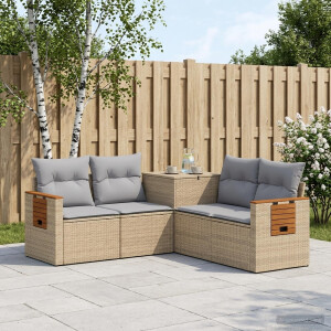 vidaXL Bankstel 5 st Beige en Licht Grijs Poly Rattan en Staal