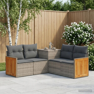vidaXL Bankstel 5 st Grijs en Donkergrijs Poly Rattan en Staal