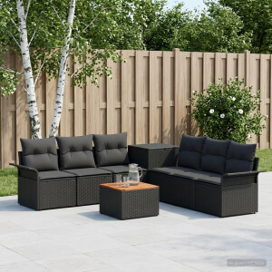 vidaXL Bankstel 8 st Zwart Poly Rattan en Staal