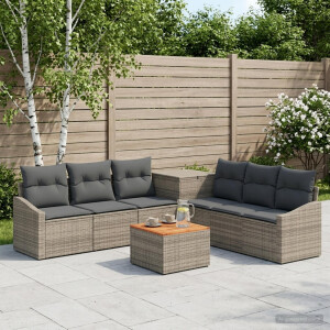 vidaXL Bankstel 8 st Grijs en Donkergrijs Poly Rattan en Staal