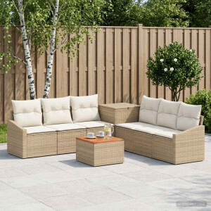 vidaXL Bankstel 8 st Beige en Crème Wit Poly Rattan en Staal