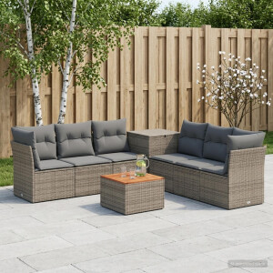 vidaXL Bankstel 8 st Grijs en Donkergrijs Poly Rattan en Staal
