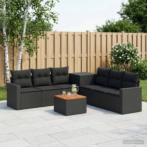 vidaXL Bankstel 8 st Zwart Poly Rattan en Staal