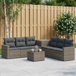 vidaXL Bankstel 8 st Grijs en Donkergrijs Poly Rattan en Staal