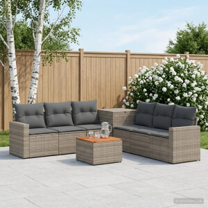 vidaXL Bankstel 8 st Grijs en Donkergrijs Poly Rattan en Staal