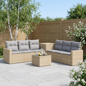 vidaXL Bankstel 8 st Beige en Licht Grijs Poly Rattan en Staal