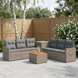 vidaXL Bankstel 8 st Grijs en Donkergrijs Poly Rattan en Staal