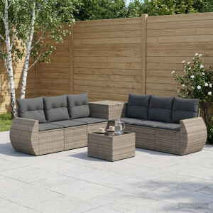 vidaXL Bankstel 8 st Grijs en Donkergrijs Poly Rattan en Staal