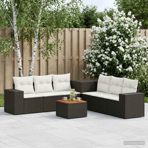 vidaXL Bankstel 8 st Zwart en Cream Wit Poly Rattan en Staal