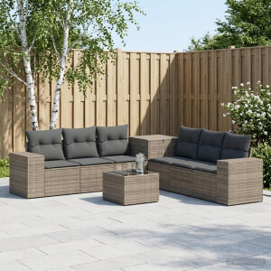 vidaXL Bankstel 8 st Grijs en Donkergrijs Poly Rattan en Staal