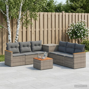 vidaXL Bankstel 8 st Grijs en Donkergrijs Poly Rattan en Staal