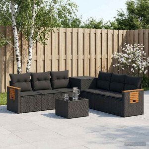 vidaXL Bankstel 8 st Zwart Poly Rattan en Staal