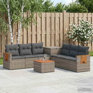 vidaXL Bankstel 8 st Grijs en Donkergrijs Poly Rattan en Staal