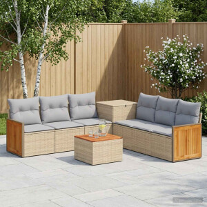 vidaXL Bankstel 8 st Beige en Licht Grijs Poly Rattan en Staal
