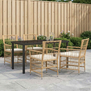 vidaXL Buiten eettafelset 5 st Naturel poly rattan
