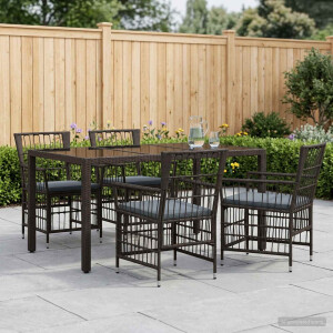 vidaXL Buiten eettafelset 5 st Zwart poly rattan