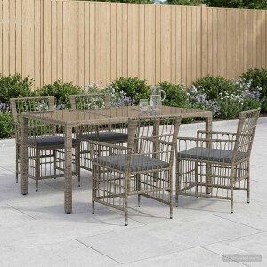 vidaXL Buiten eettafelset 5 st Grijs poly rattan