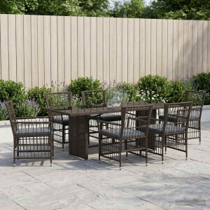 vidaXL Buiten eettafelset 7 st Zwart poly rattan