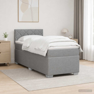 vidaXL Boxspringbed met matras Lichtgrijs 100 x 200 cm Stof