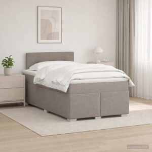 vidaXL Boxspringbed met matras met hoofdeinde Taupe 120 x 200 cm Stof