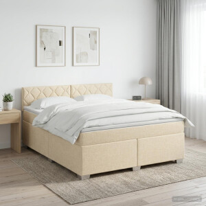 vidaXL Boxspringbed met matras Crèmekleurig 180 x 200 cm Stof