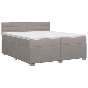 vidaXL Boxspringbed met matras met hoofdeinde Taupe 200 x 200 cm Stof