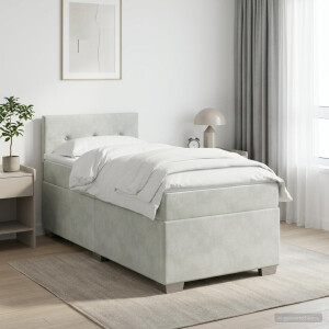 vidaXL Boxspringbed met matras Lichtgrijs 80 x 200 cm Fluweel