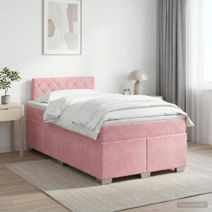 vidaXL Boxspringbed met matras Roze 120 x 200 cm Fluweel