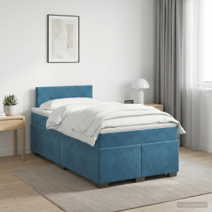 vidaXL Boxspringbed met matras Blauw 120 x 190 cm Fluweel