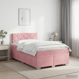 vidaXL Boxspringbed met matras Roze 120 x 190 cm Fluweel