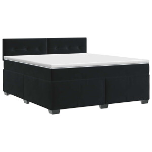 vidaXL Boxspringbed met matras Zwart 140 x 200 cm Fluweel
