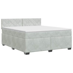 vidaXL Boxspringbed met matras Lichtgrijs 140 x 200 cm Fluweel