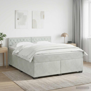 vidaXL Boxspringbed met matras Lichtgrijs 180 x 200 cm Fluweel
