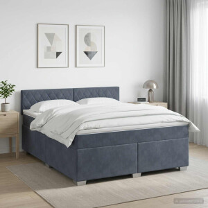 vidaXL Boxspringbed met matras Donkergrijs 140 x 200 cm Fluweel